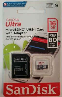 SanDisk Ultra 16GB Class 10 MicroSD Memory Card - SDSQUNS-016G-GN3MA - Image 1 of 4