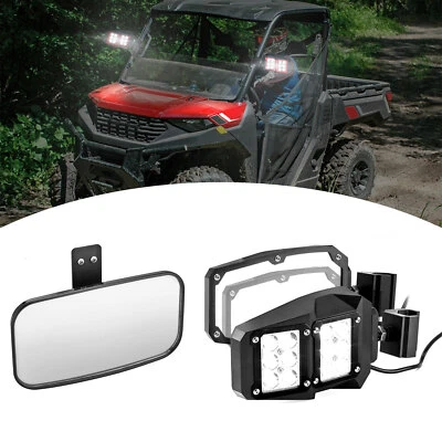 For Polaris Ranger Crew XP 570 900 1000 Side Mirrors w/Spot Lights+Center Mirror - Imagem 1 de 4