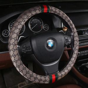 Gucci Steering Wheel Cover (fits Most Steering Wheels)14”-15”Color Brown/beige