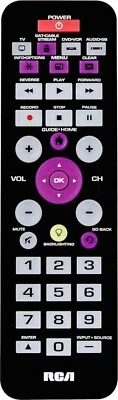 NEW RCA 4-Device Universal Remote Control Black RCRBB004RWDZ TV DVD Cable Stream - Image 1 of 3