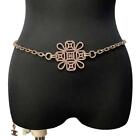 Chanel Coco Mark Chain Belt Metal Silver Gold Rhinestone Authentic Length 37.4in