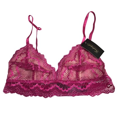 Frederick's of Hollywood Caroline Bralette Metallic Lace Triangle Purple S - Image 1 of 4