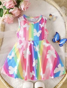 Infant Baby Girls Colorful Butterfly Dress Summer Clothes US - Picture 1 of 1