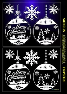 CHRISTMAS STICKERS DECALS 4 BALLS 6 SNOWFLAKES REUSABLE HOME WINDOW DECORATIONS - Picture 1 of 2