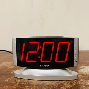 Led Digital Alarm Clock Swivel Base Silver Case Red Display Home Business - Picture 1 of 11