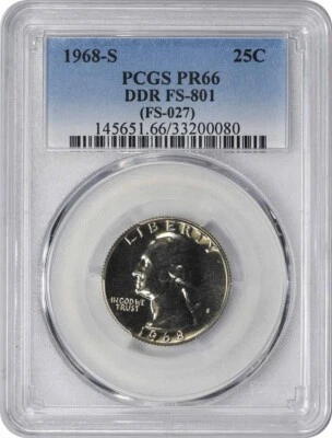 1968-S Washington Quarter DDR FS-801 PR66 PCGS - Image 1 of 2