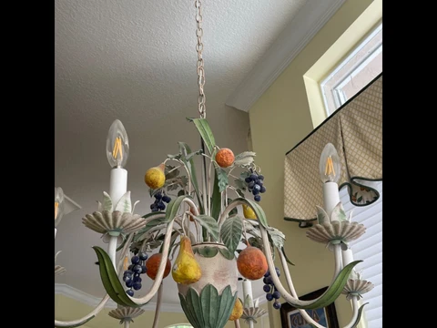 Vintage French Provincial Fruit Chandelier with approx 62 inch chain Cover