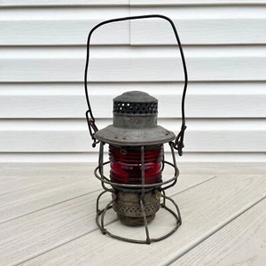 Antique 1920s Adlake Pennsylvania Railroad PRR Kero Lantern (4-44) w/ Red Globe - Picture 1 of 9