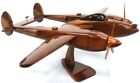 Handcrafted Mahogany Wood Desktop Model  P38 Wooden  Airplane, Kiln Dried