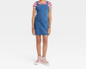 Art Class Girls Denim Dress Size 18 XXL Blue Jean Jumper Sleeveless Stretch - Picture 1 of 13