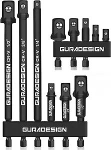 11-Piece Impact Socket Adapter Set for Drill, 3-Inch and 6-Inch Hex Shank Impact - Picture 1 of 6