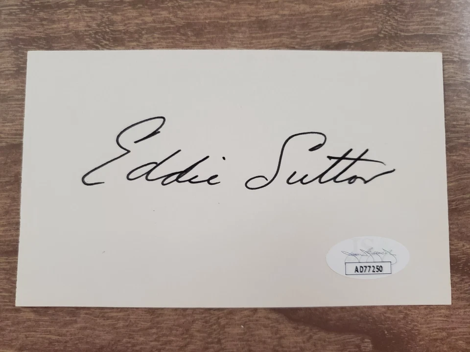 Eddie Sutton Oklahoma State Signed 3x5 Index Card JSA - Image 1 of 1