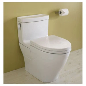 Toto Legato One-Piece High-Efficiency Toilet, 1.28 GPF, Cotton White - - Picture 1 of 14