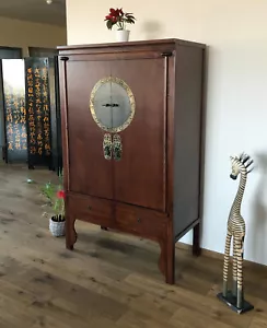 Asiatisch orientalisch chinesischer Hochzeitsschrank Kommode Möbel braun vintage - Bild 1 von 8