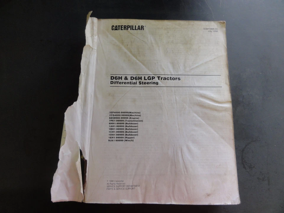 Caterpillar D6H & D6H LGP Series II Tractors Parts Manual  SEBP1898-04 - Image 1 of 1