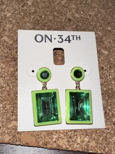 Auf 34. facettierte Doppel Kristall Ohrhänger grün neongrün bunt goldfarben - Bild 1 von 8