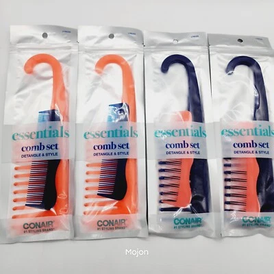 Lote de 4 peines de pelo desenredantes y peinados Conair 2 piezas cada uno azul y rosa Foto 1 de 4