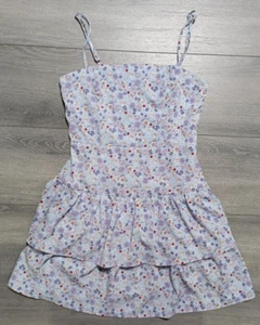 Forever 21 Dress Womens Junior Medium Blue Floral Tiered Mini Spring Summer - Picture 1 of 6