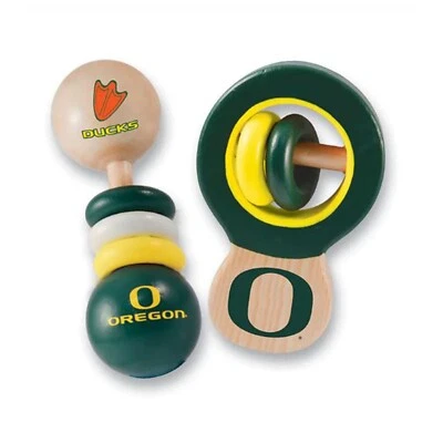 Masterpieces University Of Oregon Wood Baby Sonajero Set NUEVO EN STOCK Foto 1 de 2