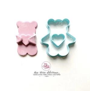 San Valentino Orsetto Abbraccia cuore Formine Per Biscotti Cookie Cutter - Picture 1 of 1