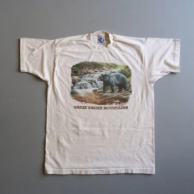 Vintage Liquid Blue Shirt Smoky Mountains Bear Nature Animal Print L / XL - Image 1 of 4
