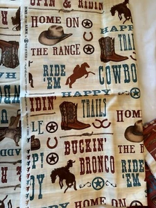 “Home On The Range” #19991 Deb Strain Western Words Dusty White Moda 1 Yard Cut - Picture 1 of 3