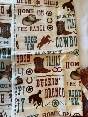 “Home On The Range” #19991 Deb Strain Western Words Dusty White Moda 1 Yard Cut - Image 1 of 3