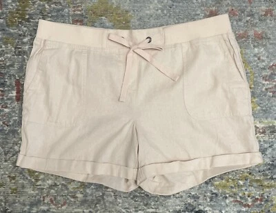 New PER SE Size XL Shorts 5” Linen Blend Peach Cuffed Pockets Drawstring NWT - Image 1 of 4
