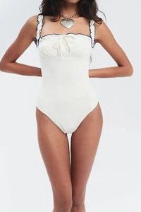 Frankies Bikinis Fawn Ruffle One Piece Swimsuit Honeymoon Phase Womens Size XL - Picture 1 of 11