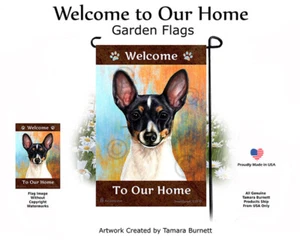 Bandiera Welcome Garden - Black Tri Toy Fox Terrier 137 - Foto 1 di 1