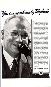 PRINT AD 1936 Bell Telephone System You Can Reach Me by Telephone 6 x 10 - Picture 1 of 3