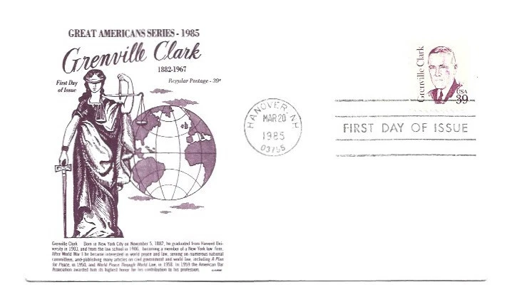 1867 39c Grenville Clark, GAMM, FDC - Image 1 of 1