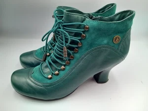 Hush Puppies Vivianna Green Size 7 Reg Fit Victorian Steampunk Ankle Boots VGC - Picture 1 of 6
