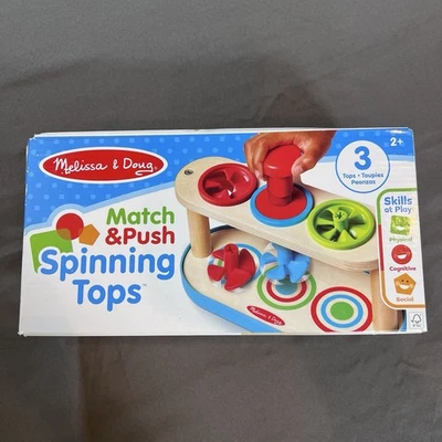 Melissa & Doug Match & Push Spinning Tops Developmental Skills Toy 2+ New - Image 1 of 4