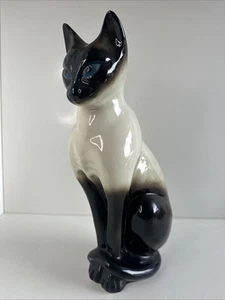 "Estatuilla de cerámica vintage Coopercraft gato siamés junto al fuego 15""" - Imagen 1 de 15