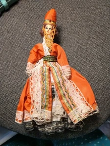Vintage FOLK DOLL Greek, Turkish Dancer 7.5" Traditional Costume Dress Fabric... - Picture 1 of 10