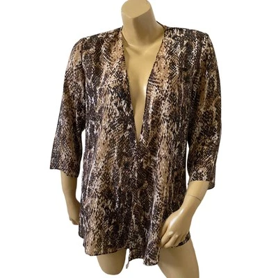 Camisa túnica manga 3/4 frontal abierto estampado animal transparente talla XS Bon Worth para mujer Foto 1 de 4