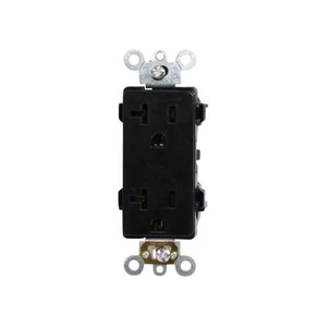 RECEPTÁCULO DÚPLEX DECORATIVO LEVITON 16352-E 20A 125V GRADO COMERCIAL NEGRO - Imagen 1 de 1
