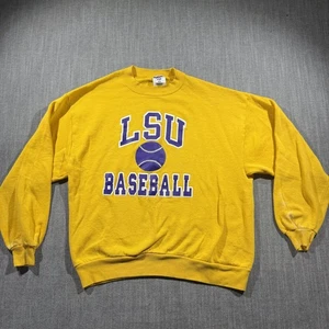 Vintage LSU Tigers Sweatshirt Herren Large gelb NCAA Baseball Trikot 90er - Bild 1 von 10