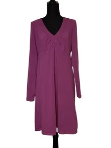 Abito Athleta XL viola manica lunga cotone biologico scollo a V stile casual 709945 - Foto 1 di 5