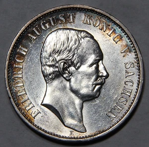 1910 Saxony Germany 3 Marks Nice AU+ -5191- - Picture 1 of 2