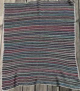 Handmade Crochet Afghan Blanket Throw 46" x 56" Inches Multicolor Stripes - Picture 1 of 3
