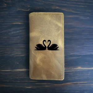 2 Swans Rodeo Wallet Cowboy Western Buffalo Leather Premium Love Gift Couple NEW - Picture 1 of 10