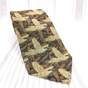 ROBERT TALBOTT Best of Class Silk Tie Black Gold Brocade Pheasant Hunt Stockton - Picture 1 of 8
