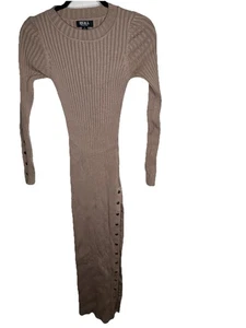 Hera Collection Damen braunes figurbetontes Kleid mit Knopf Slip. Neu mit Etikett Größe L - Bild 1 von 7