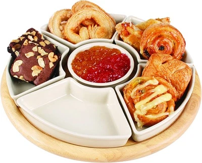 Lazy Susan Küche drehbar drehbar Gummi Holz Keramik Geschirr Dip Serviertablett - Bild 1 von 4