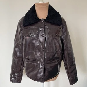 PROENZA SCHOULER WHITE LABEL Kunstlederjacke mit Lammfellbesatz und beschichtetem Kunstleder 4 - Bild 1 von 12