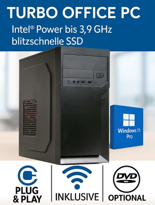 PC System Windows 11 Office Computer Intel I7, 32GB RAM, 500GB SSD, leise + WLAN - Bild 1 von 4
