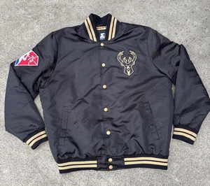 Milwaukee Bucks Satin Starter Jacke Herren XL Black Label NBA Basketball 75th - Bild 1 von 14