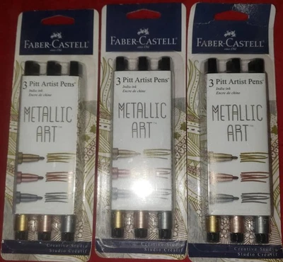 Faber-Castell Pitt Arist Pens, Metallic 3pk Pitt mantellic pens 3 pens per pck - Image 1 of 3